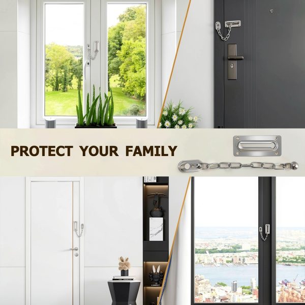 Door Chain Lock QVYQVY Heavy Duty Stainless Steel 2 Pack Silver-6