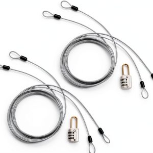 Cable Lock Double Loops 6.6ft 2 Pack Silver by S SYDIEN-0