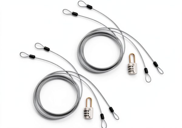 Cable Lock Double Loops 6.6ft 2 Pack Silver by S SYDIEN-0