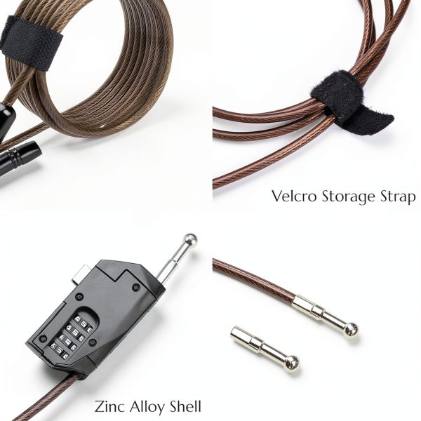 Adjustable Combination Cable Lock tofeer 6.5ft Zinc Alloy Black-5