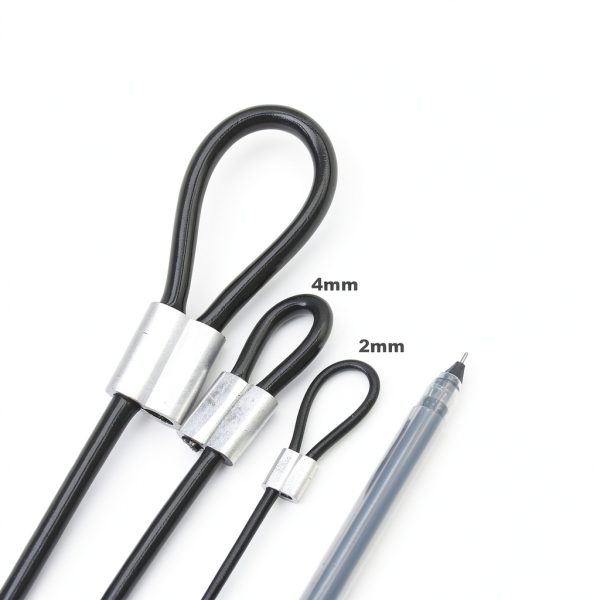 5mm 12in Vinyl Coated Steel Cable Lanyard Lock Floyutin Black 10pcs-2
