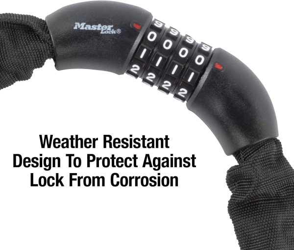 Master Lock 3ft Long x 5/16in (8mm) Diameter Hardened Steel Chain with Integrated Resettable Combination Lock-3