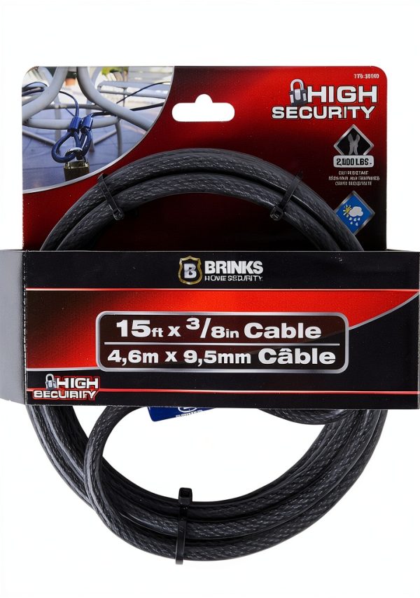 BRINKS 15 ft 3/8" Flexible Steel Cable with Heavy Duty Vinyl Wrap-7