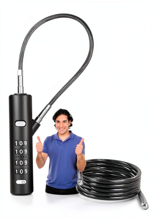 4-Digit Combination Cable Lock I-EASYDWW Gun-grey, 3 Cables (9, 24,-1