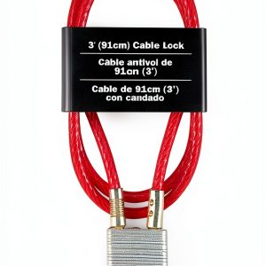 Master Lock 719D Steel Cable Padlock with Key 3 ft Red Outdoor Lock-0