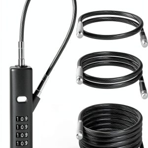 4-Digit Combination Cable Lock I-EASYDWW Gun-grey, 3 Cables (9, 24,-0